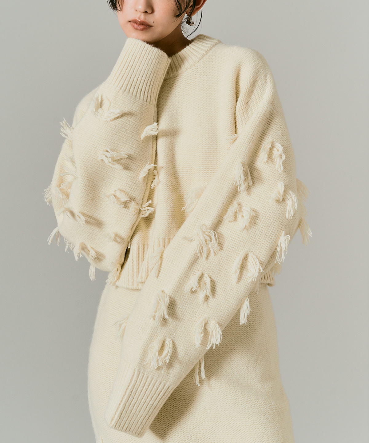 ニット《ポイントフリンジショートニット》全3色