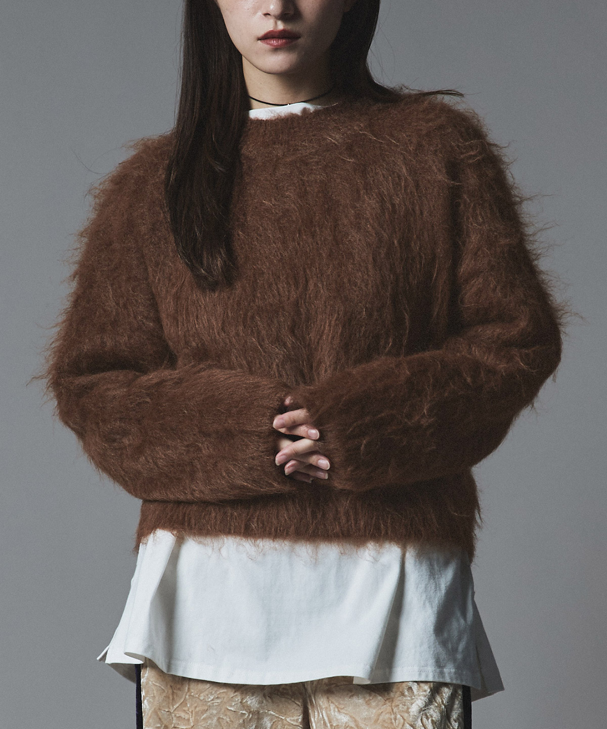 ニット《モヘアシャギーショートニットトップス》全5色