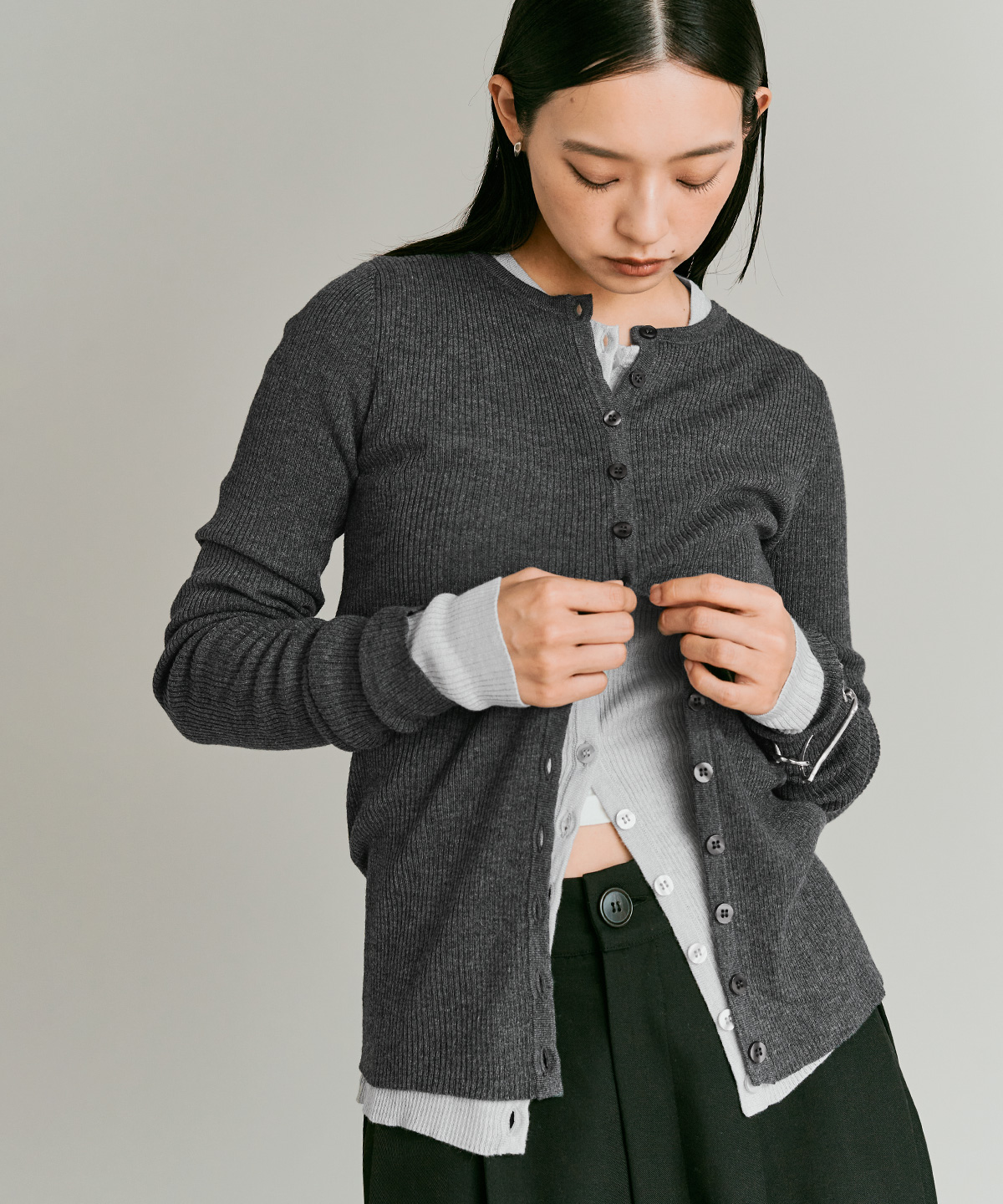 カーディガン《ウールミックスライトニットカーディガン》全4色