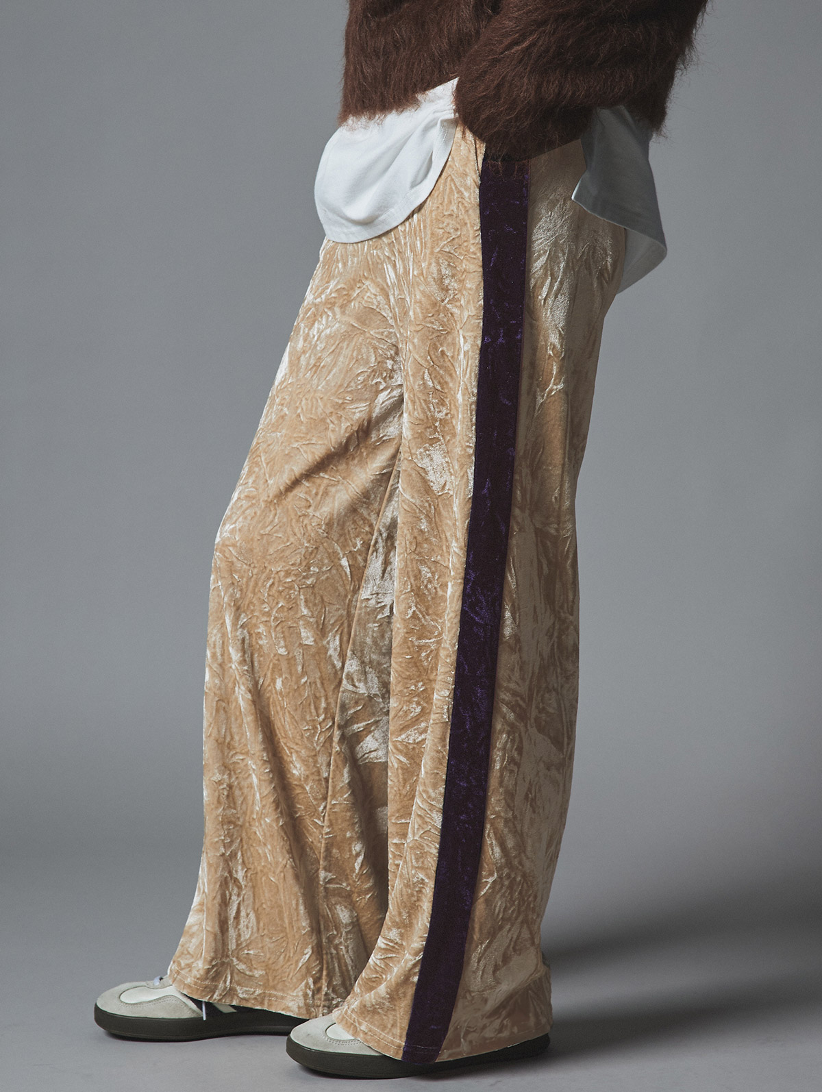 パンツ《クラッシュベロアサイドラインパンツ》全4色