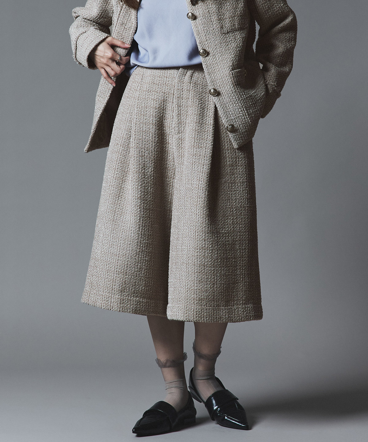 パンツ《ウールミックスツイードバミューダパンツ》全3色