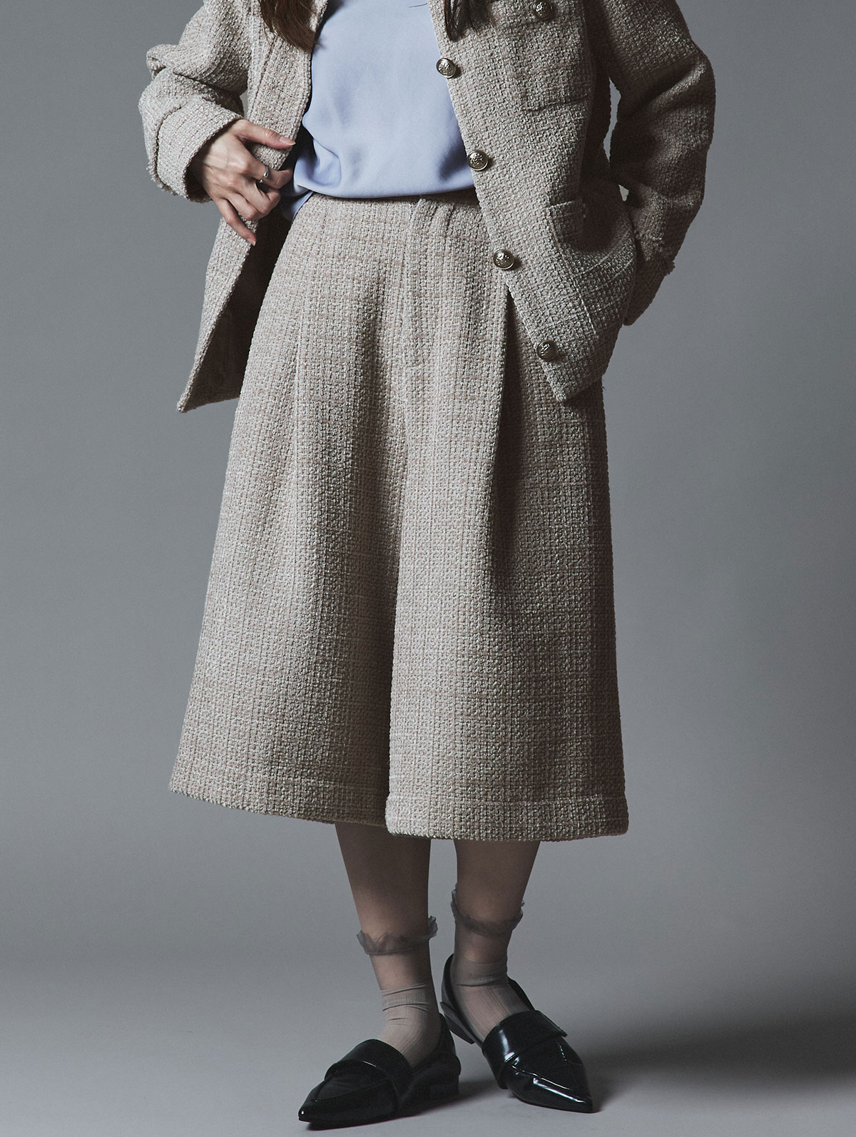 パンツ《ウールミックスツイードバミューダパンツ》全3色