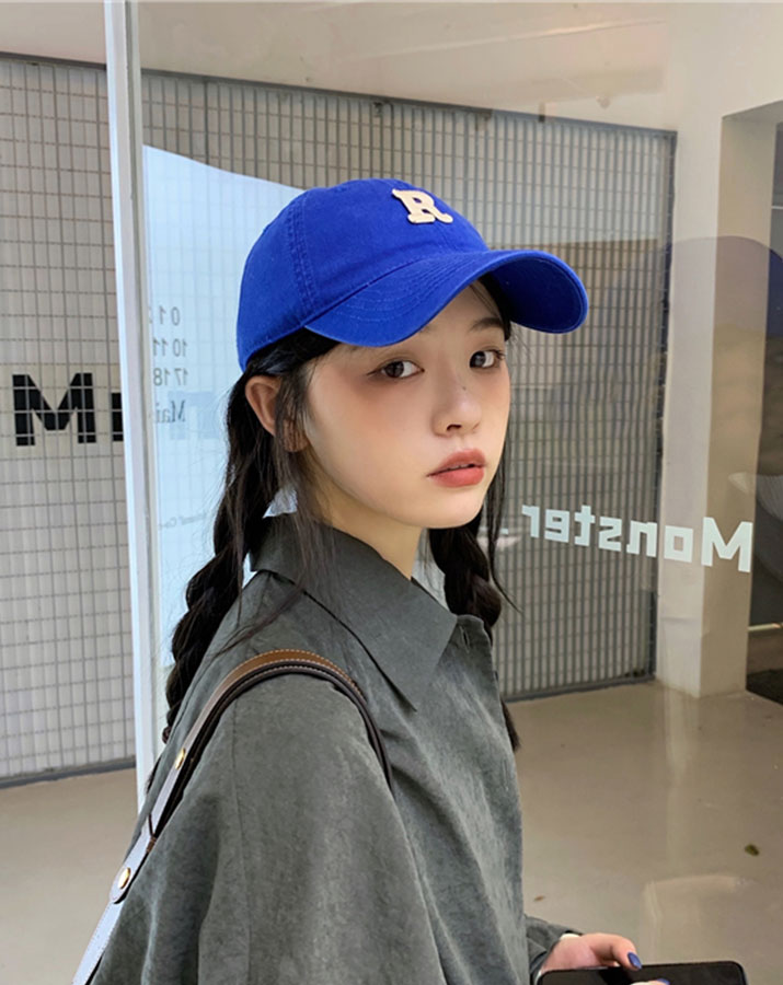 韓国 キャップ カジュアル ブルー アルファベット ロゴ ストリート 帽子 通販